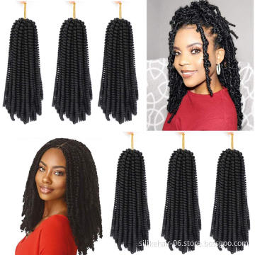 Spring Twist 8''12" 110g Luxury Fluffy  CrochetHair Extensions Black Brown Burgundy Ombre Crochet Braids Synthetic Braiding Hair